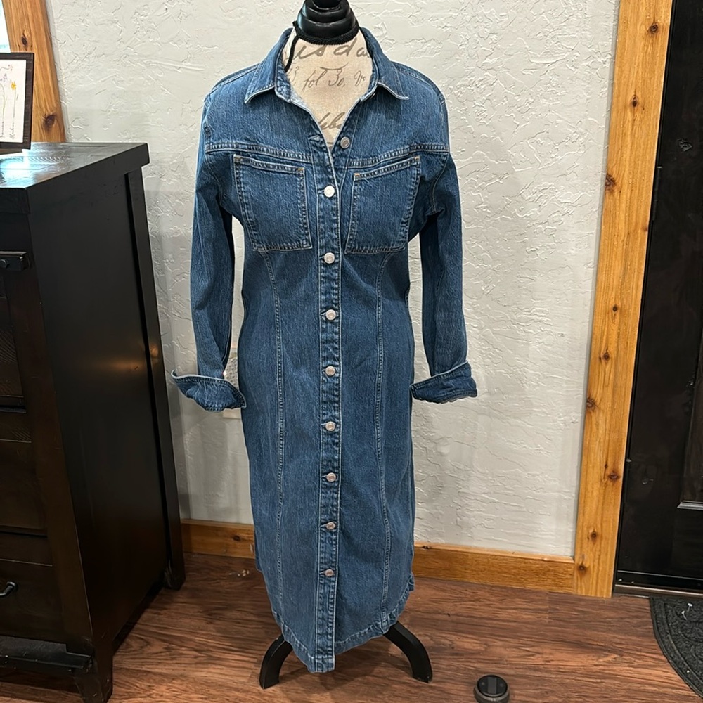 BNWOT GAP JEAN DENIM BUTTON FRONT DRESS Size 10 TALL